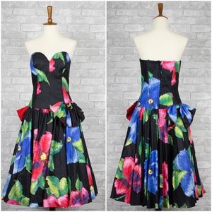 [Vintage] 80s Loriann Poofy Floral Party Dress 5/6